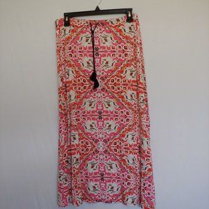 NWT J. Jill soft watermelon pink flare pattern maxi skirt XSP